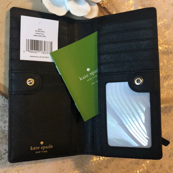 NWT KATE SPADE BLACK/CREAM COLORBLOCK STACY WALLET - Picture 4 of 5
